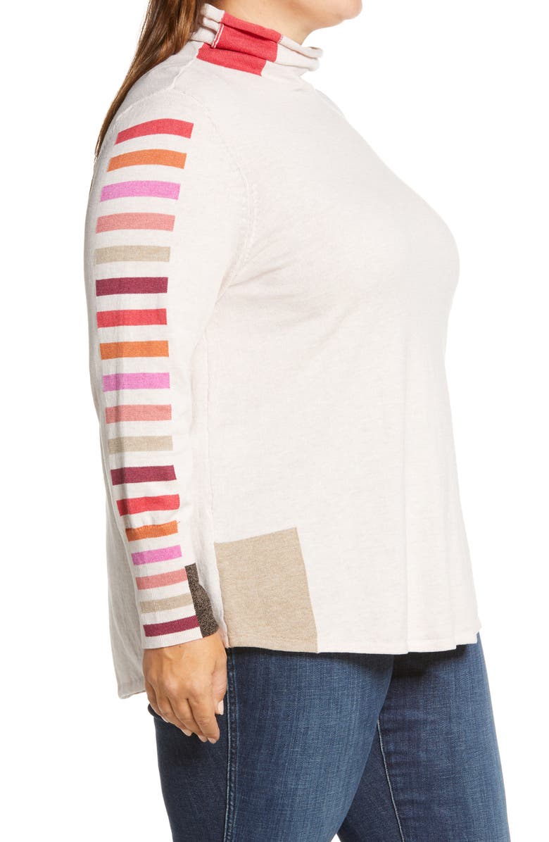 NIC+ZOE Stripes Aside Vital Turtleneck Sweater, Alternate, color, Pink Multi