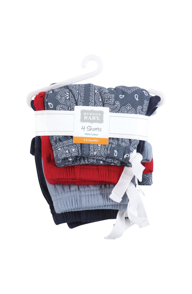 Hudson Baby Shorts-Bottoms 4-Pack, Alternate, color, Blue Bandana