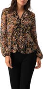 IVONNE V-Neck Ruffle Trim Printed Blouse