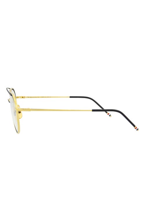 Thom Browne Novelty 53mm Aviator Optical Glasses In Yellow Gold Matte Navy