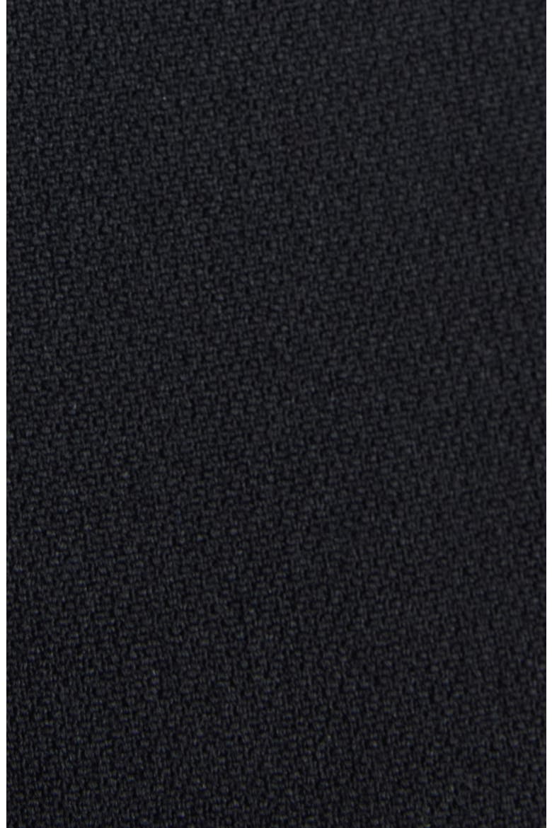 Raw Edge Stretch Crepe Midi Dress, Alternate, color, BLACK