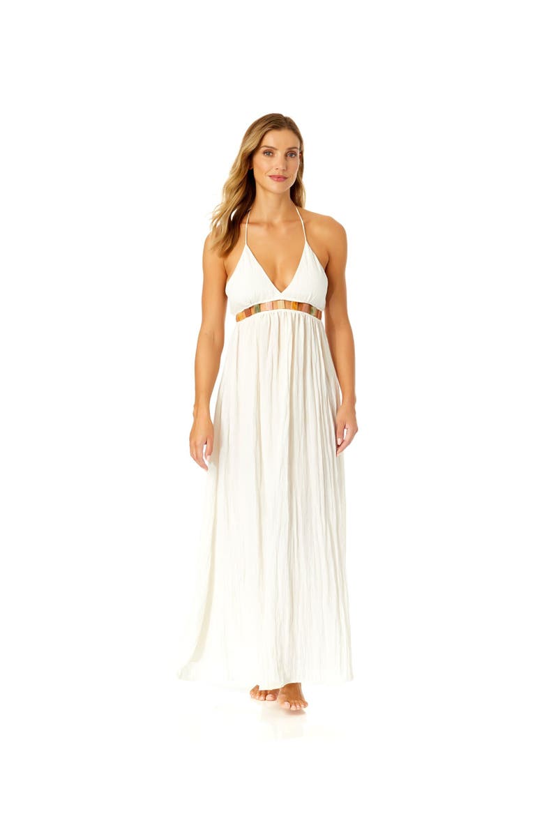 Women's V Neck Jewel Maxi Dress With Spaghetti Straps Cover Up, Main, color, Gardenia