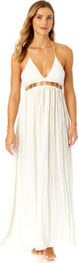 Anne Cole Women's V Neck Jewel Maxi Dress With Spaghetti Straps Cover Up