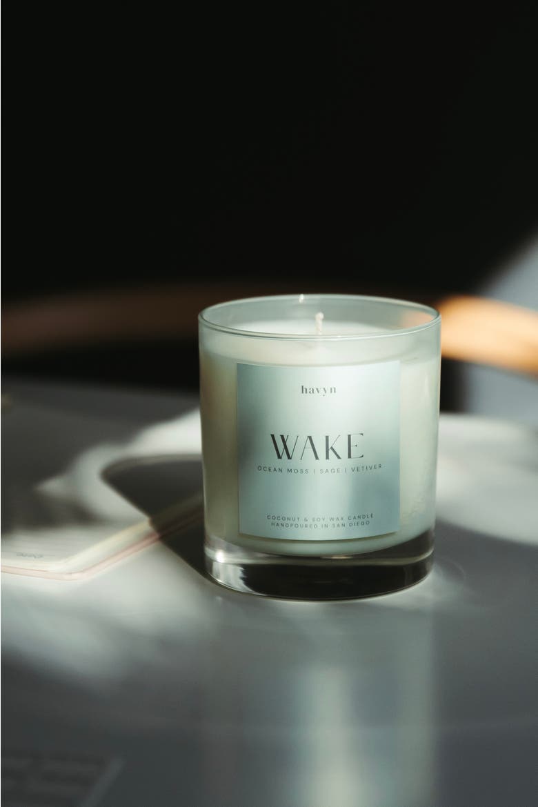 Wake (Ocean Moss, Sage, Vetiver) EU Allergen-Free Candle, Alternate, color, 8 oz