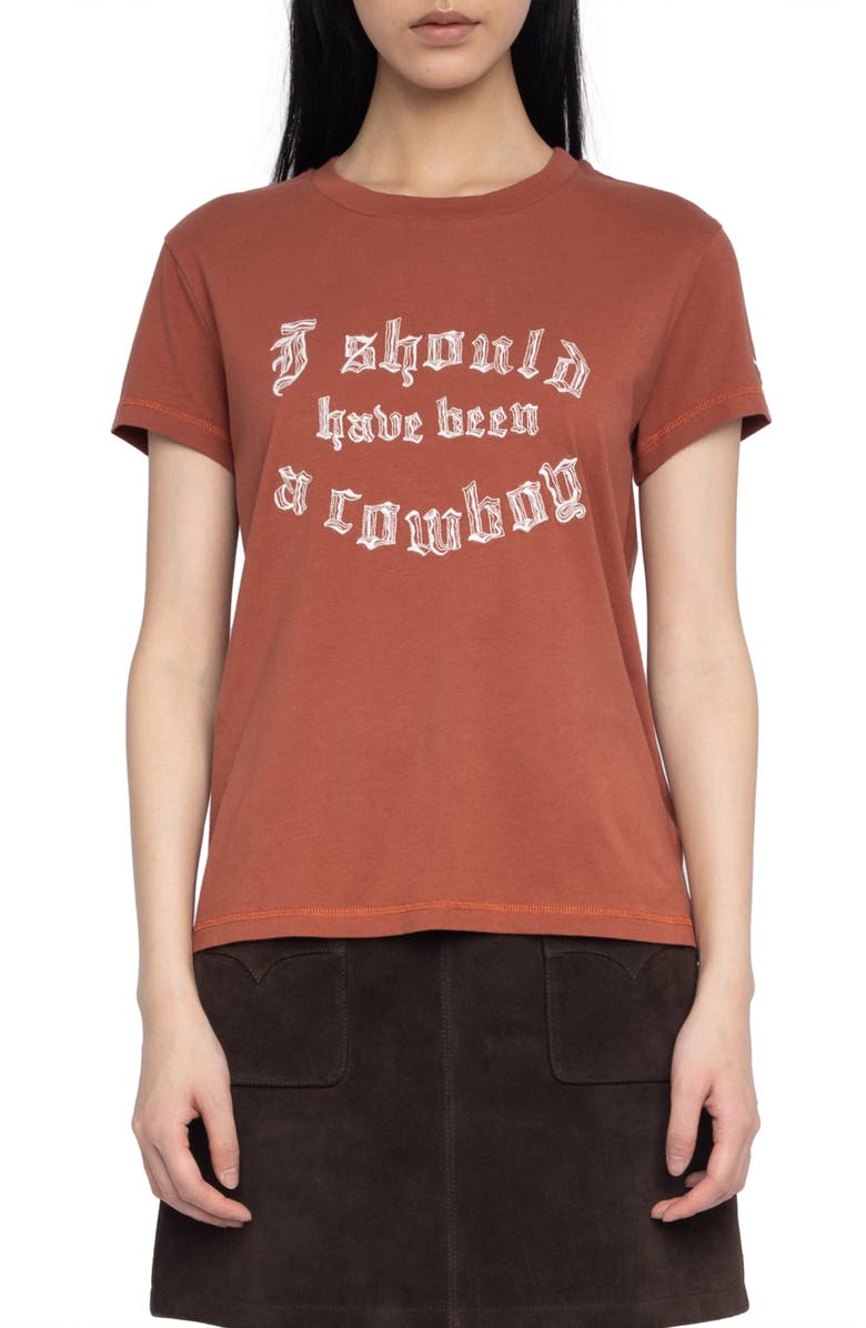 Zadig & Voltaire Walk Cowboy Embroidered T-Shirt, Main, color, 