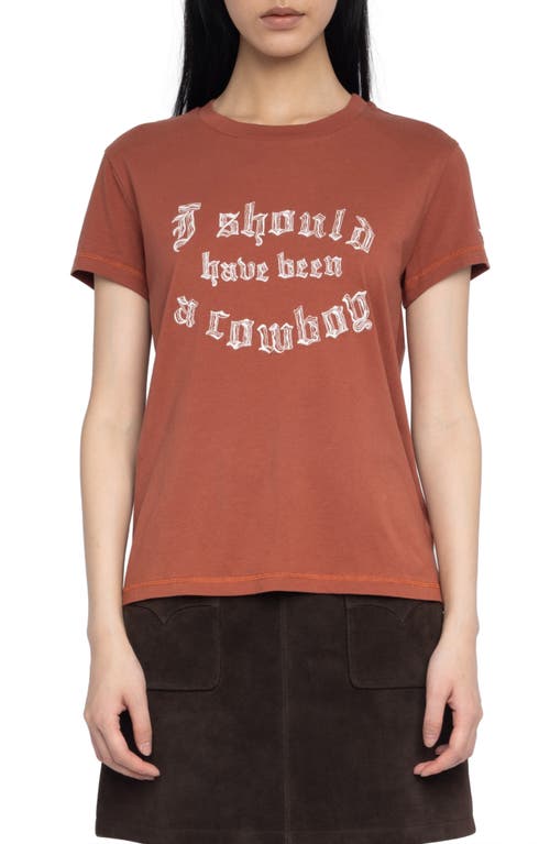 Zadig & Voltaire Walk Cowboy Embroidered T-shirt In Brown
