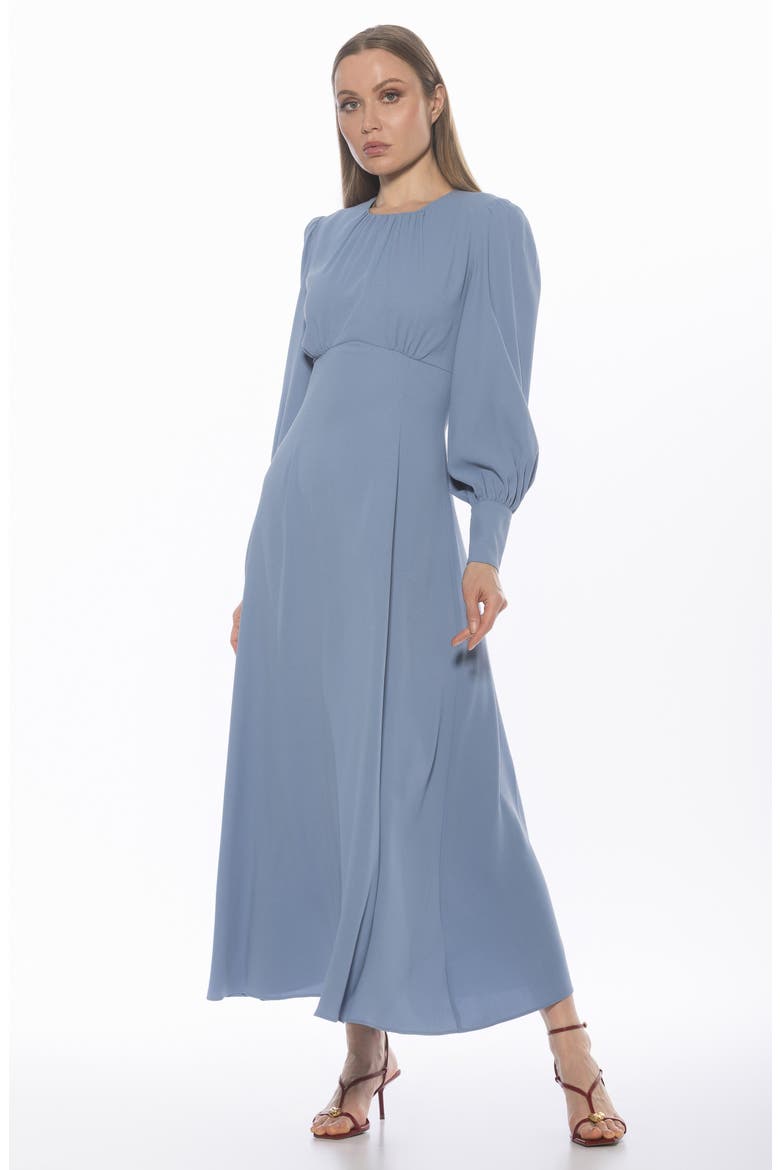 Yesenia Long Sleeve Empire Waist Maxi Dress, Alternate, color, LIGHT DENIM BLUE