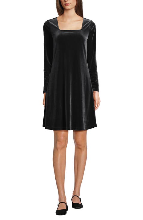 Knit Velvet Square Neck Dress