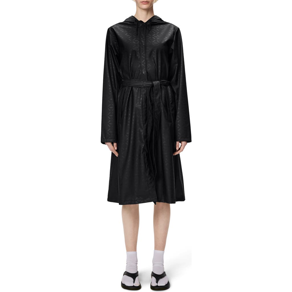 Rains Waterproof A-line Long Raincoat In Black