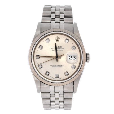 Oyster Perpetual Datejust Automatic Watch Stainless Steel and White Gold with Diamond Markers 36
