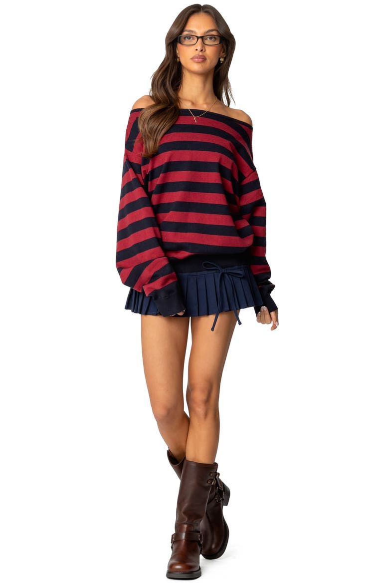 Sterling Stripe Off the Shoulder Sweater, Alternate, color, MIX