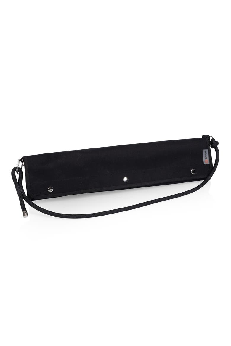 BBQ Roll Up 3 Piece Set - Green Canvas with Beechwood Tools, Alternate, color, Black