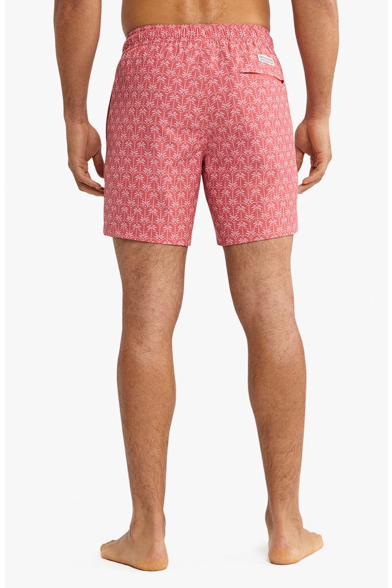 The Bayberry Medallion Print Water Repellent Swim Trunks, Alternate, color, RED PALMS