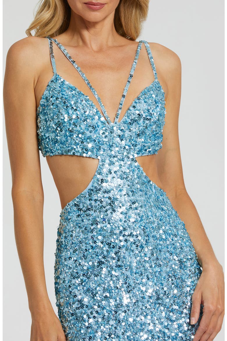 Ombre Sequin Cut Out Sweetheart Gown, Alternate, color, ICE BLUE