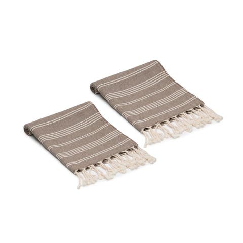 Essential Stripe Turkish Cotton Hand Towels - Set of 2