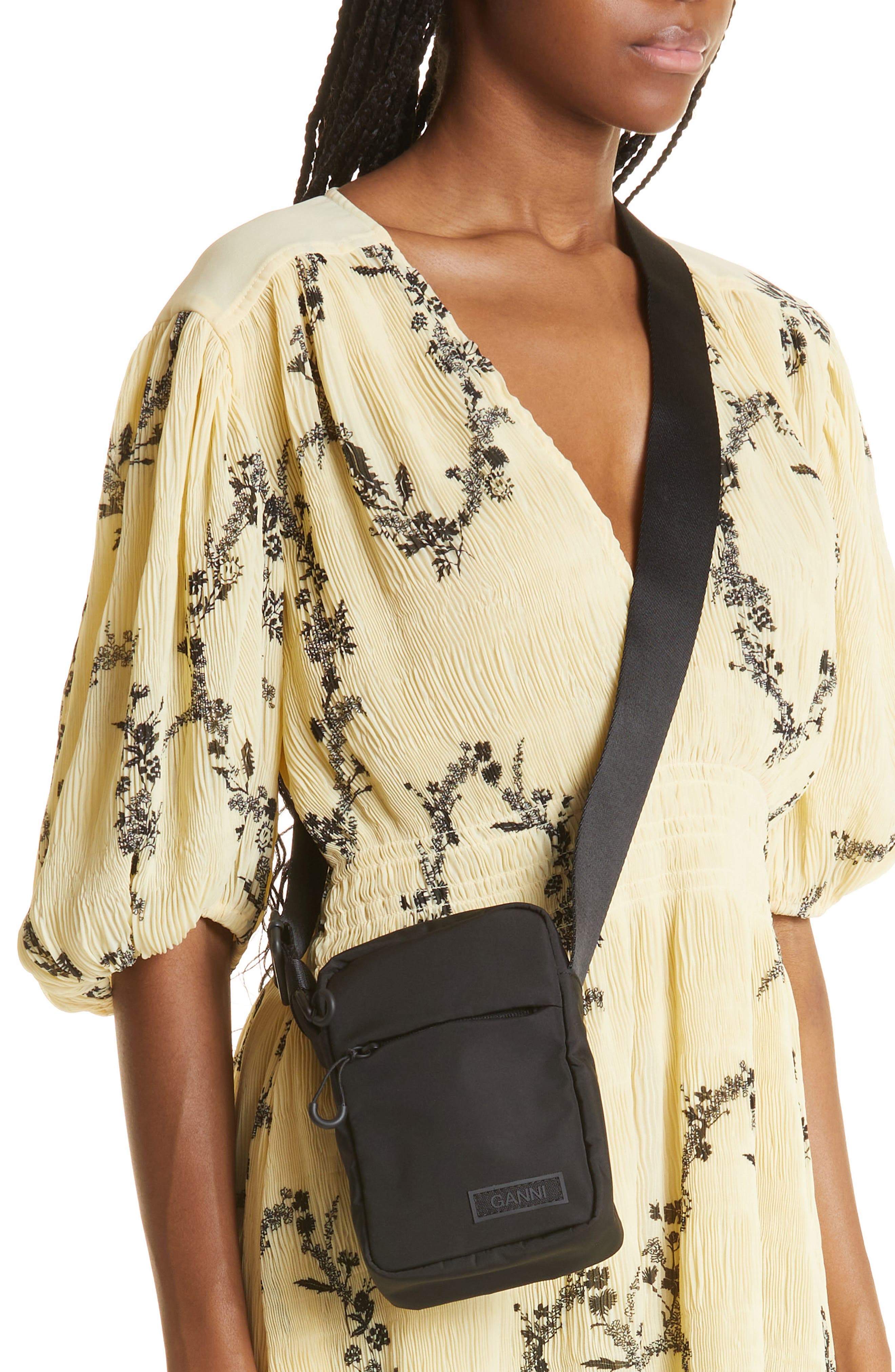 Ganni Recycled Polyester Festival Tech Mini Crossbody Bag, Alternate, color, 