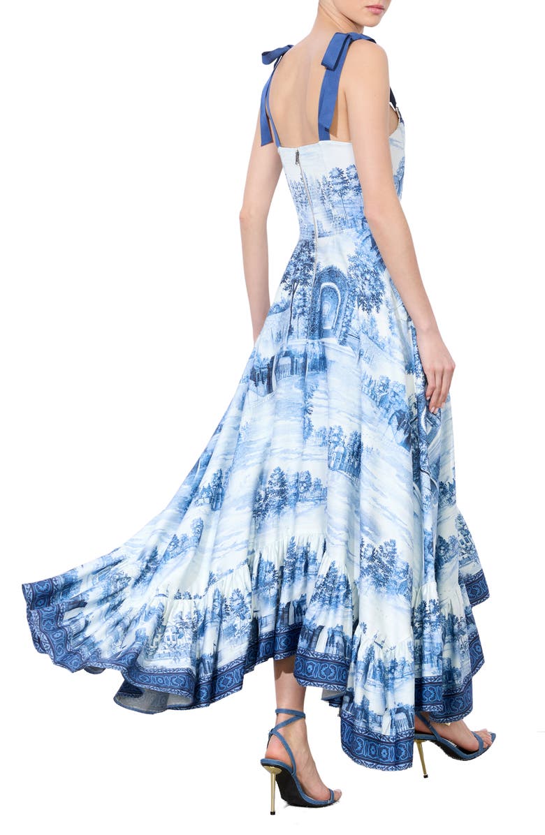 Alice + Olivia Rosalee Mixed Print Tie Strap Stretch Cotton Dress, Alternate, color, 