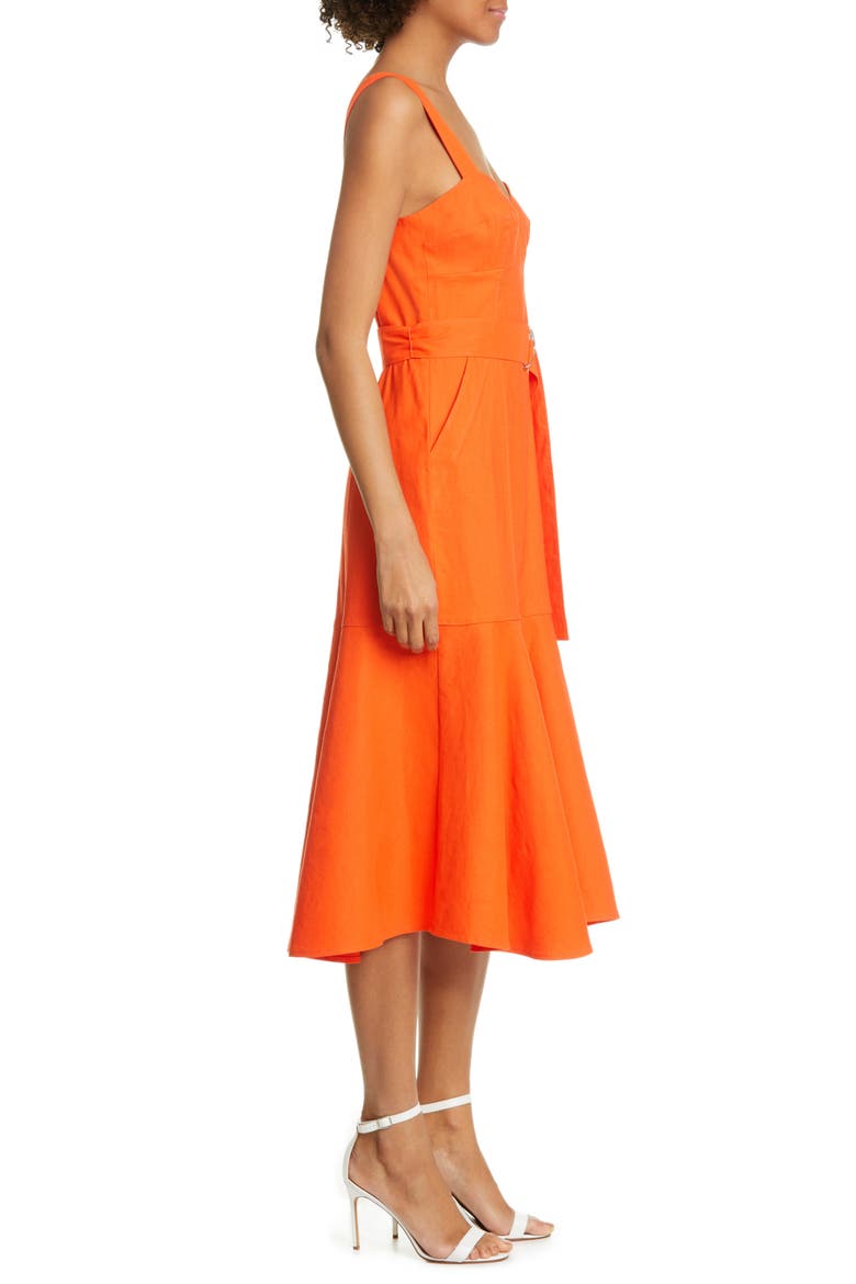 Sabrina Linen Blend Bustier Dress, Alternate, color, SHOCK