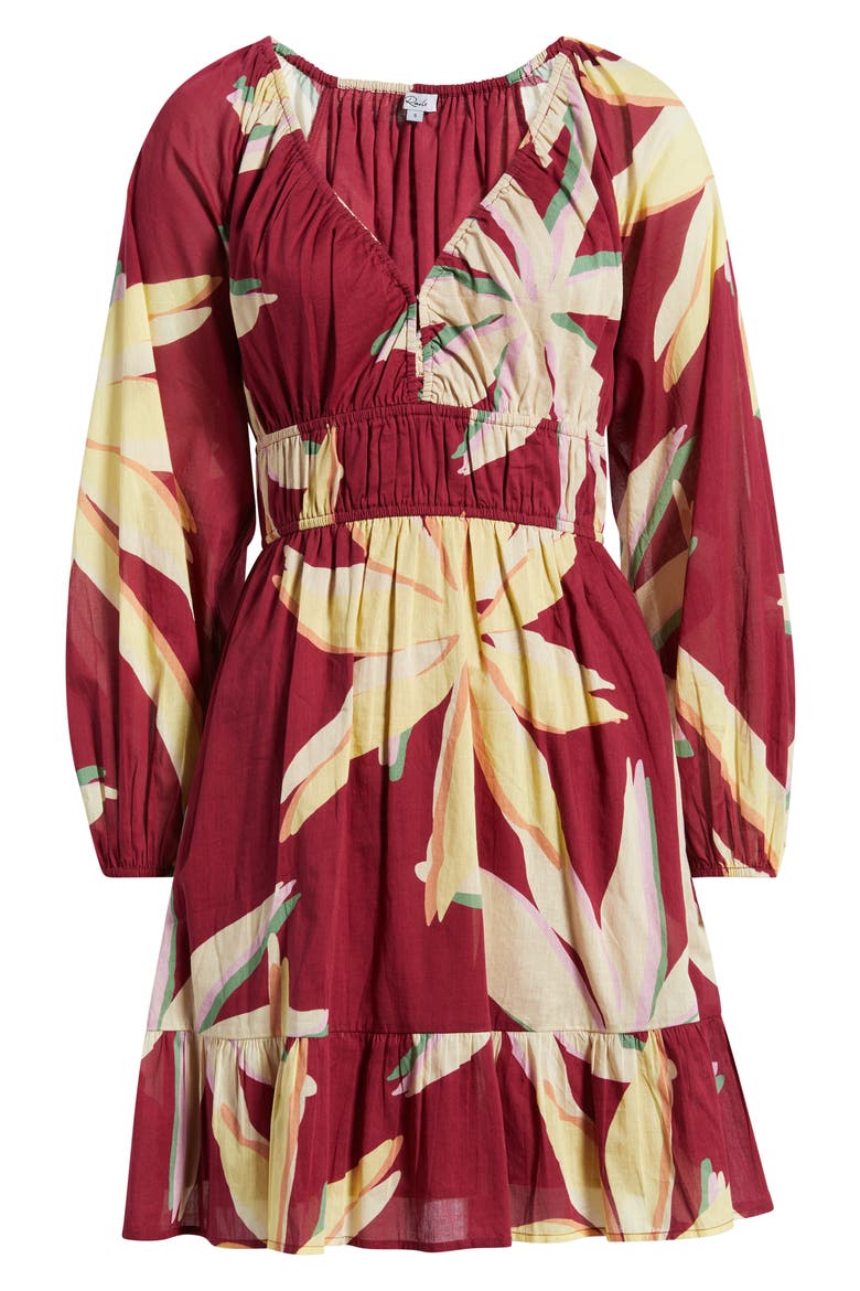 Krina Floral Ruched Dress, Alternate, color, RED PALMA