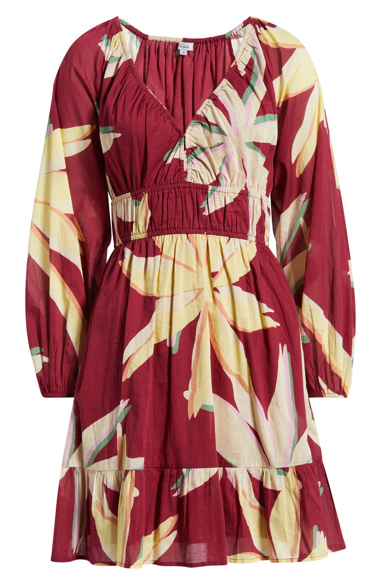 Rails Krina Floral Ruched Dress, Alternate, color, Red Palma