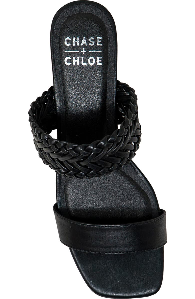 CHASE AND CHLOE Woven Double Strap Kitten Heel Sandal, Alternate, color, Black