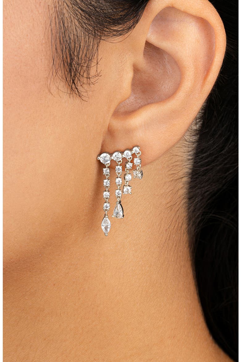 Adrian Cubic Zirconia Drop Earrings, Alternate, color, SILVER