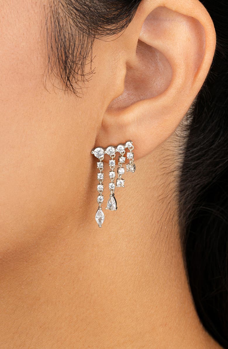 Sterling Forever Adrian Cubic Zirconia Drop Earrings, Alternate, color, 