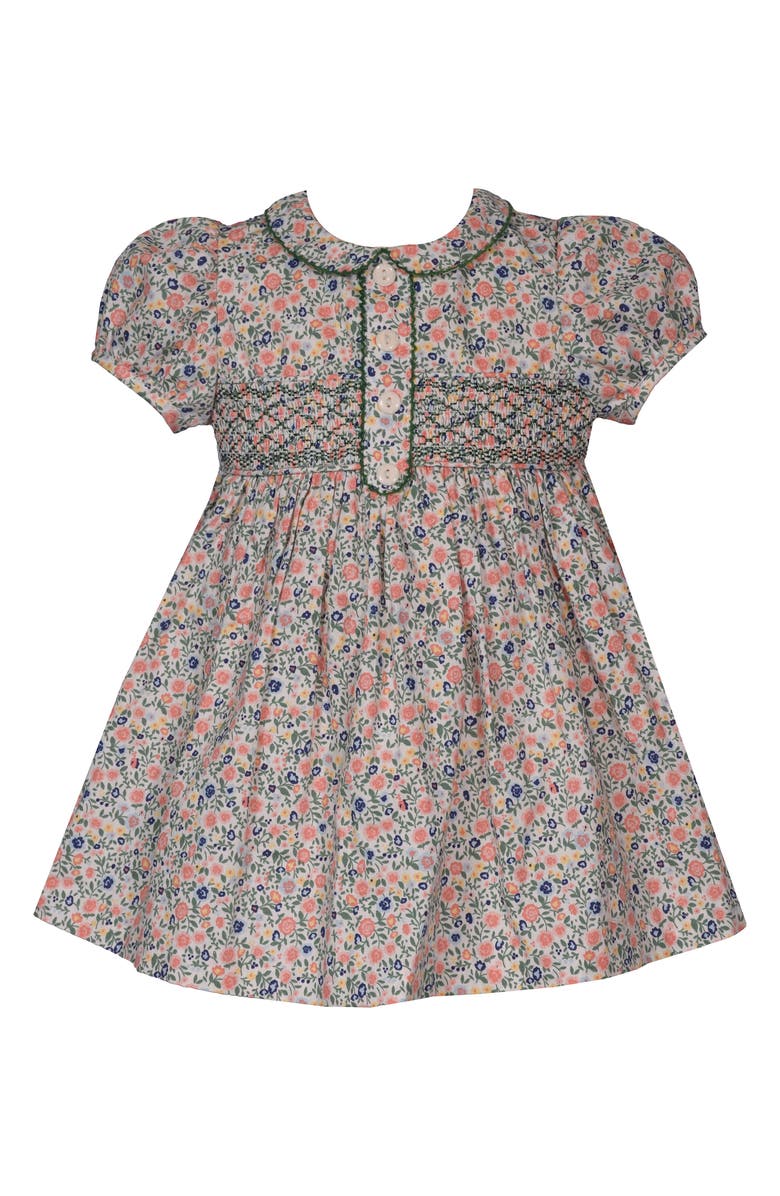 Iris & Ivy Kids' Floral Print Smocked Dress, Main, color, Gray