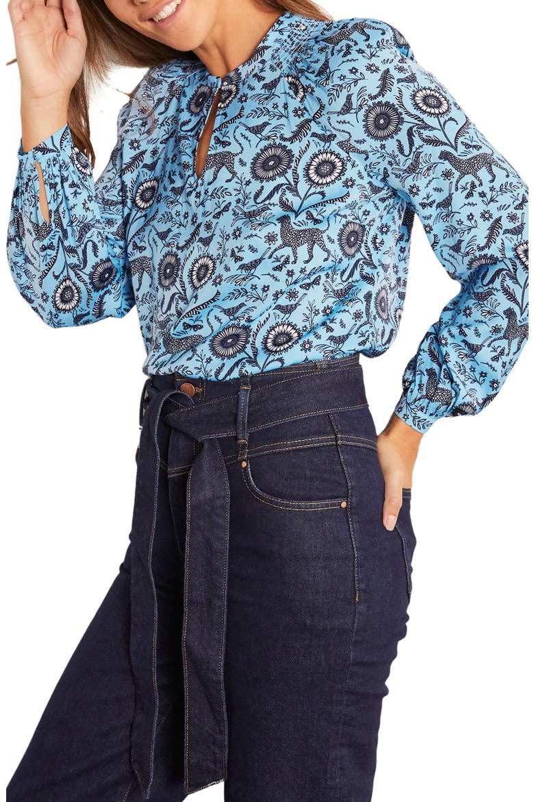 Kitty Keyhole Neck Blouse, Alternate, color, FROSTED BLUEGARDEN