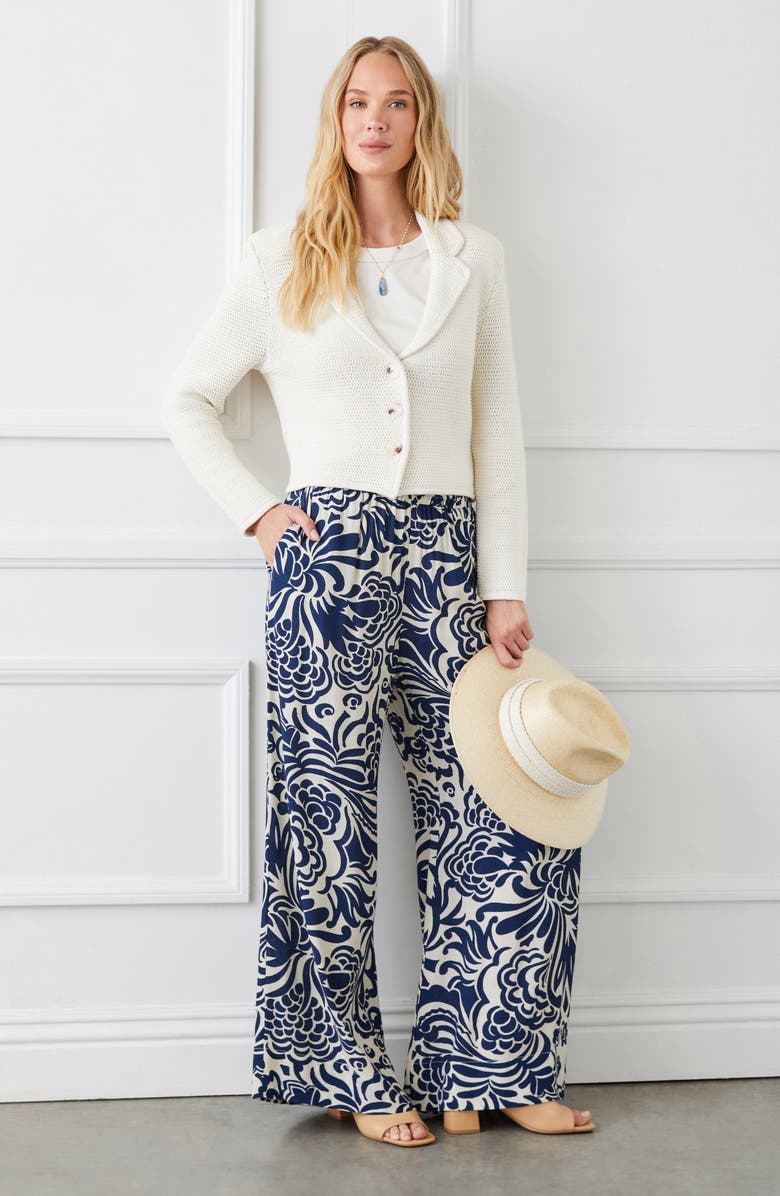 Karen Kane Paisley Print Wide Leg Pants, Alternate, color,