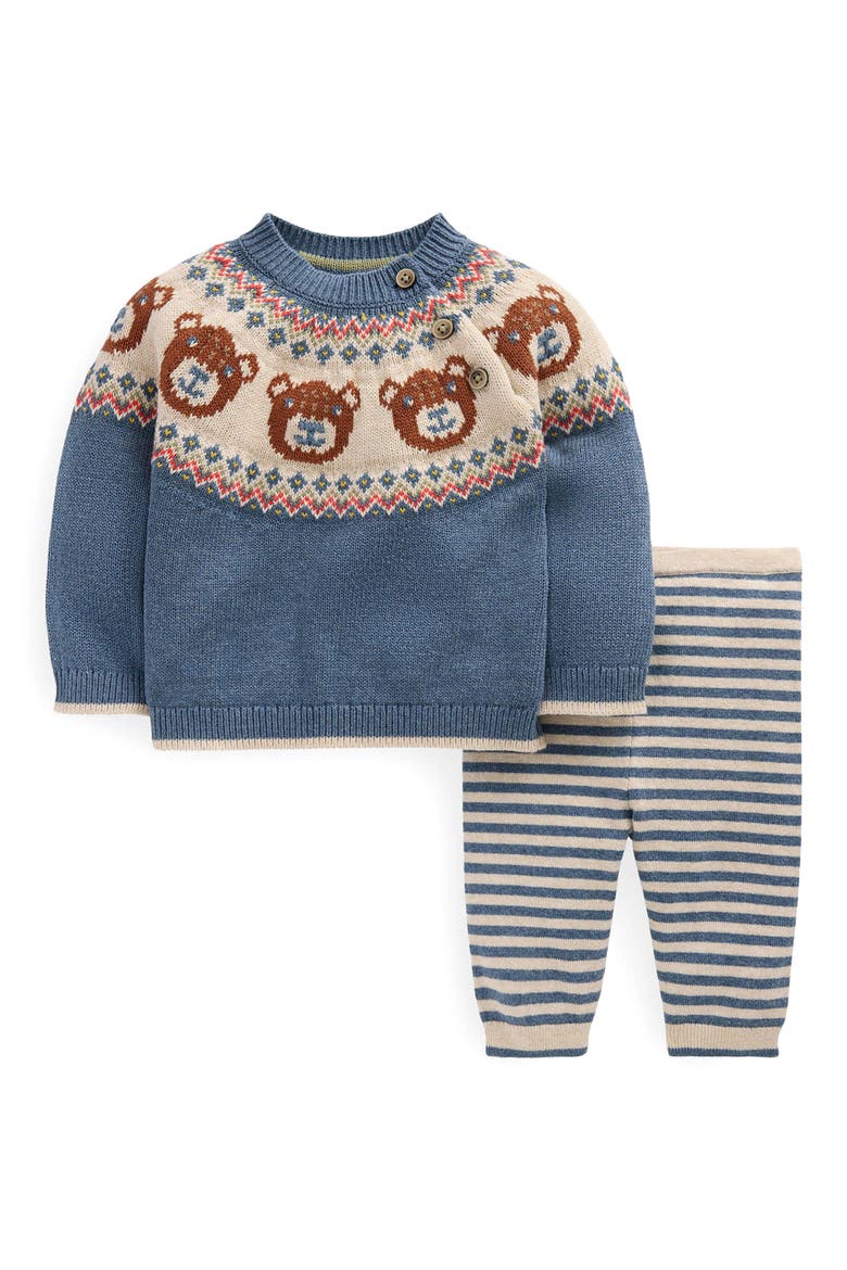 Fair Isle Sweater & Pants Play Set, Main, color, DENIM BLUE BEAR FAIR ISLE