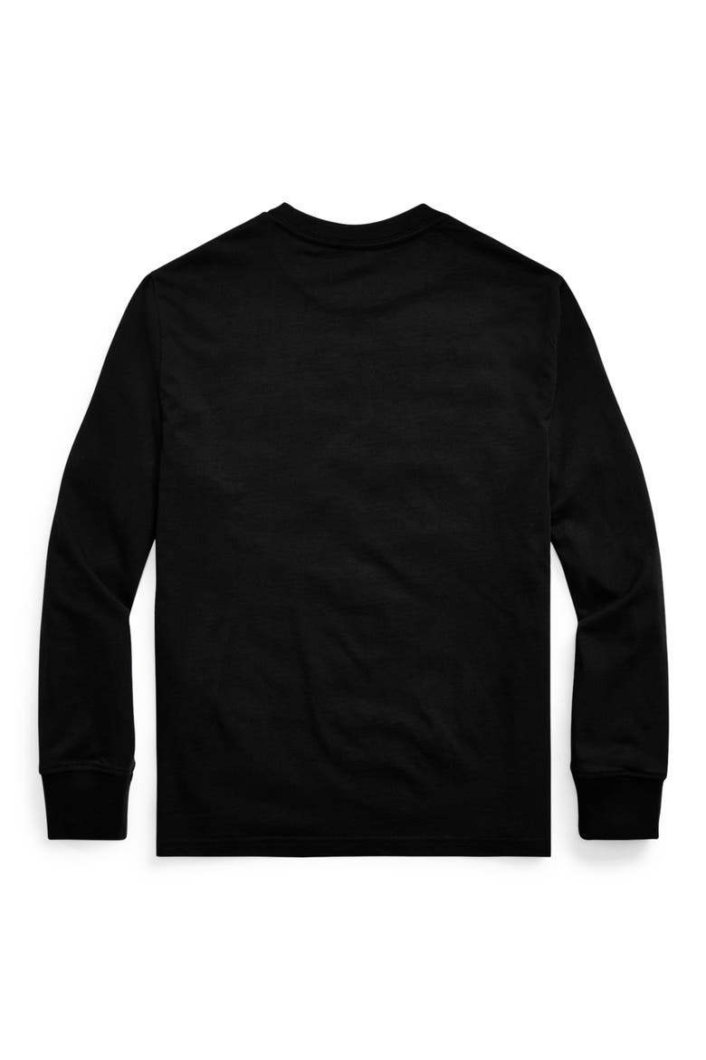 Kids' Long Sleeve Cotton Jersey T-Shirt, Alternate, color, BLACK