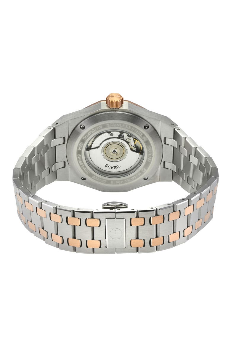 Gotham Two-Tone Bracelet Strap Automatic Watch, 41mm, Alternate, color, SILVER/ ROSE GOLD