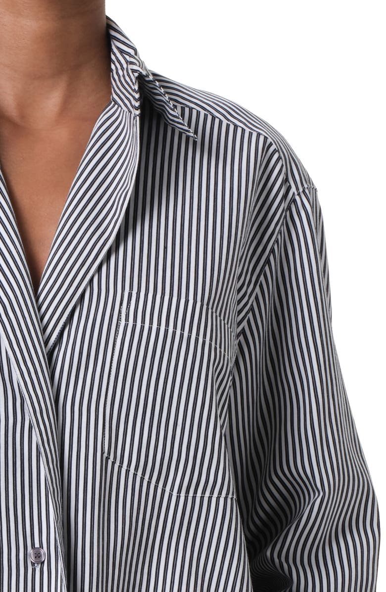 AGOLDE Aris Stripe Button-Up Shirt, Alternate, color, Solene Stripe Black And White
