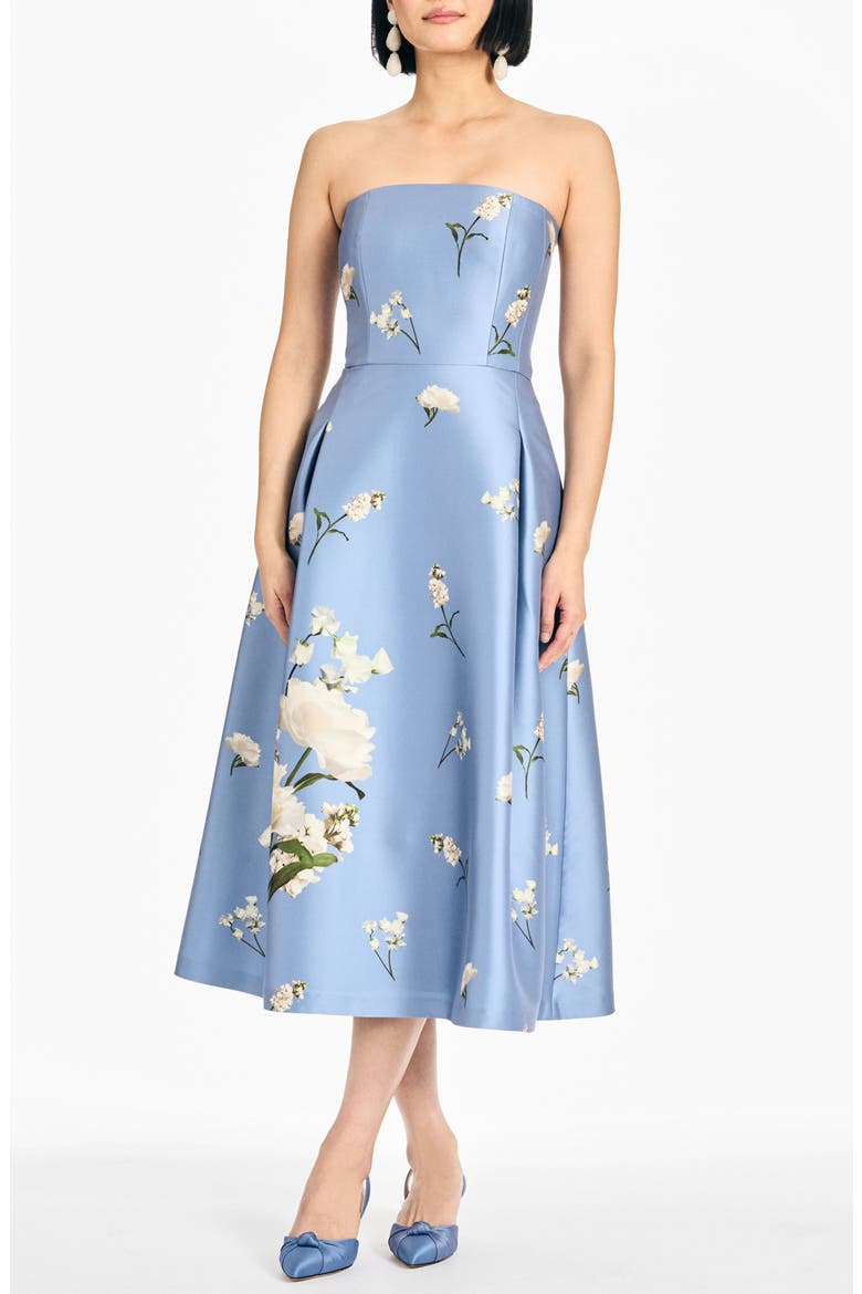 Shay Strapless Midi Dress, Main, color, TWILIGHT ROSES