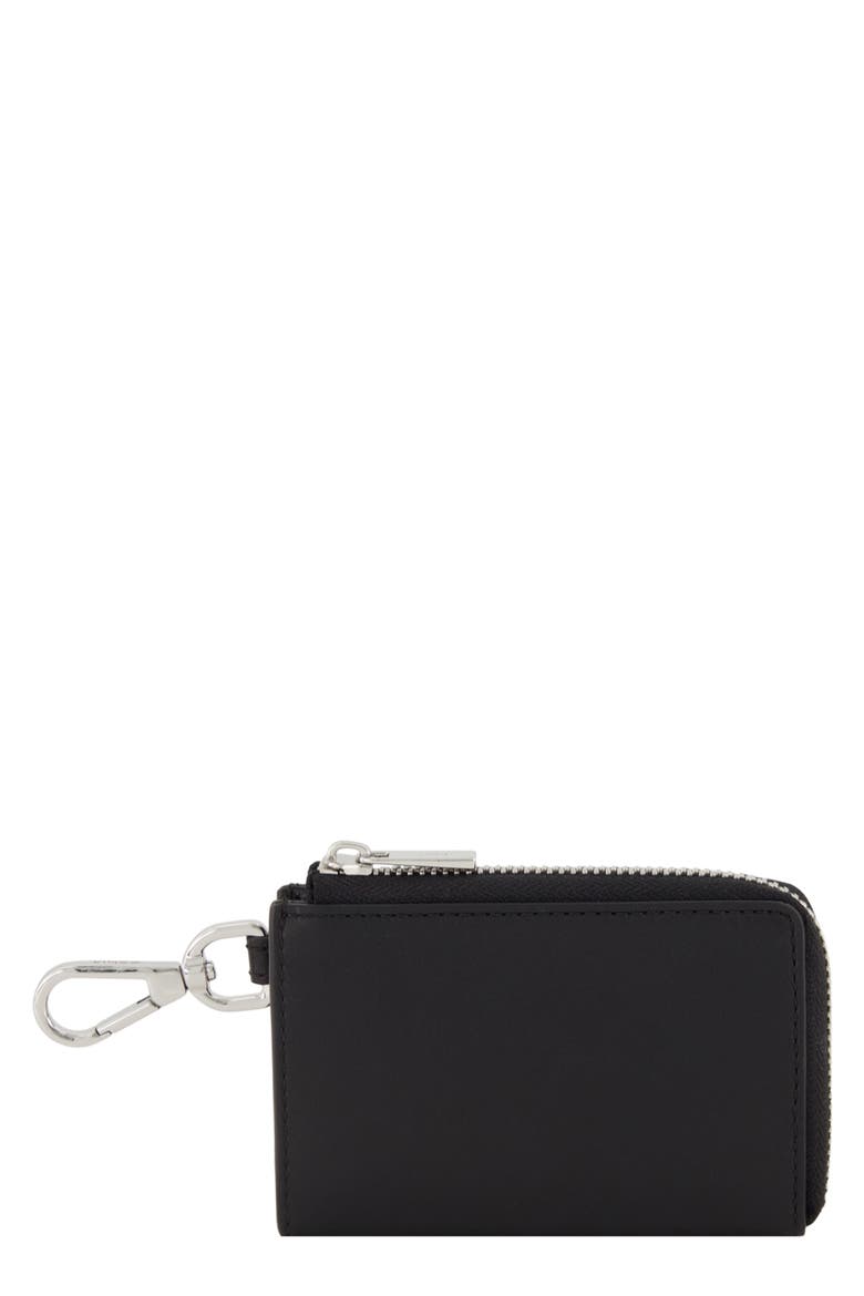 Zip Top Leather Card Case, Main, color, BLACK