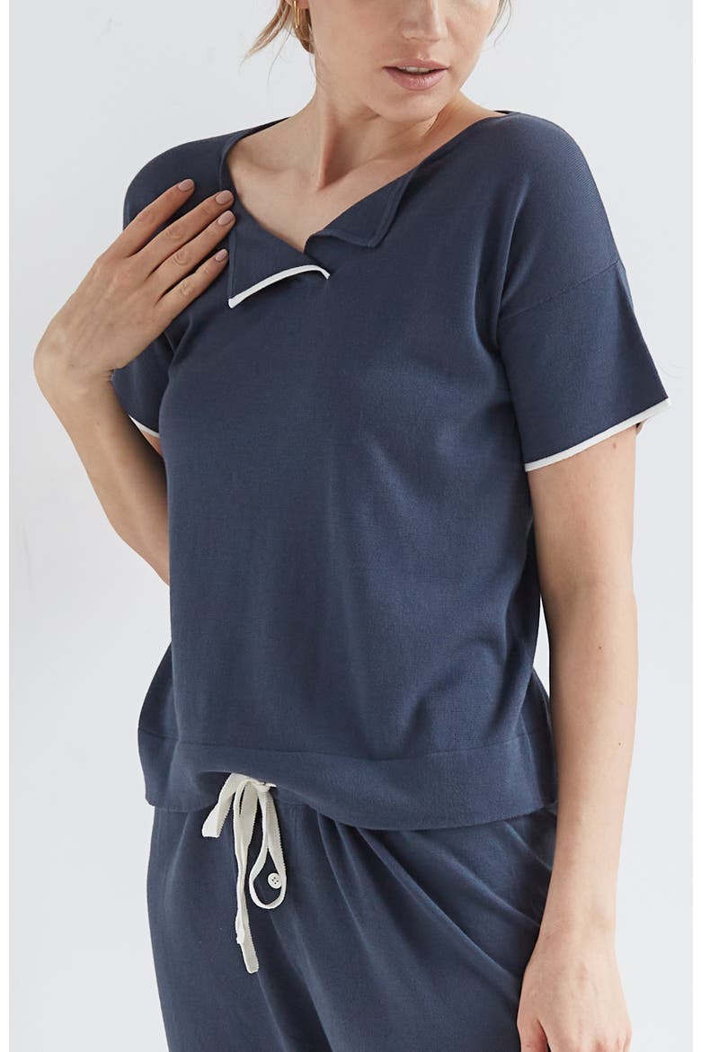 Split Neck Tee, Alternate, color, Cadet