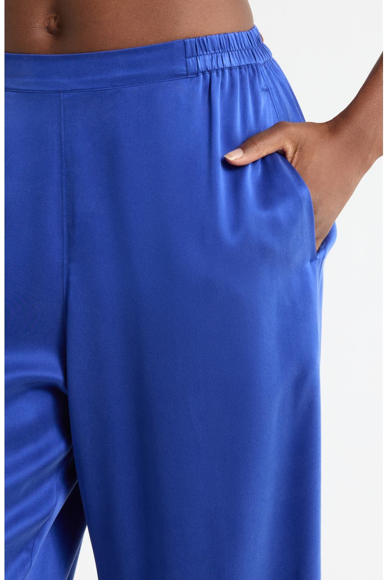 Washable High Waist Silk Pajamas, Alternate, color, COBALT DREAM