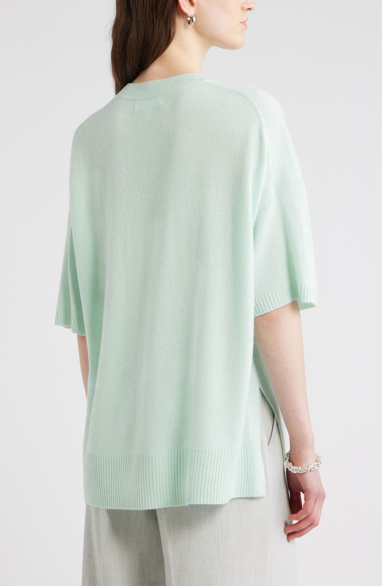 Nordstrom Relaxed Short Sleeve Cashmere Sweater, Alternate, color, Green Joyful