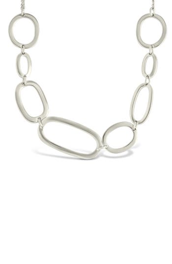 Sterling Forever Holly Interlinked Halos Chain Necklace In Silver