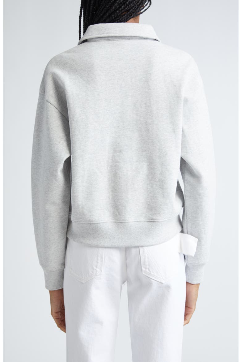 Long Sleeve Crop Polo Sweatshirt, Alternate, color, HEATHER GRAY