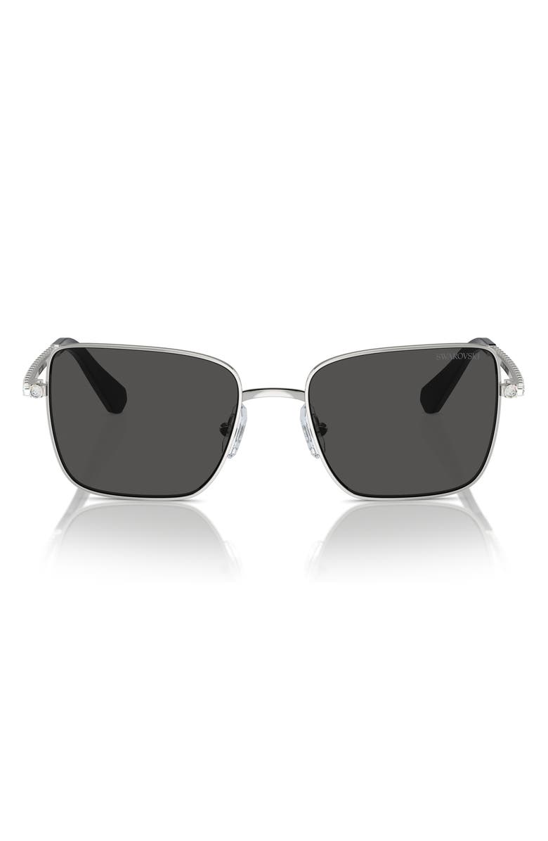 Swarovski Matric 56mm Round Sunglasses, Main, color, Silver