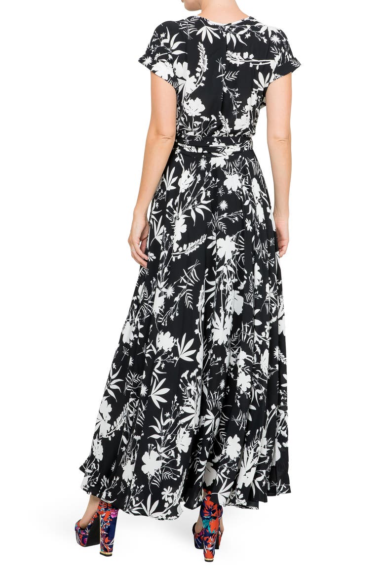 Jasmine Floral Print Wrap Maxi Dress, Alternate, color, DHALIA BLACK
