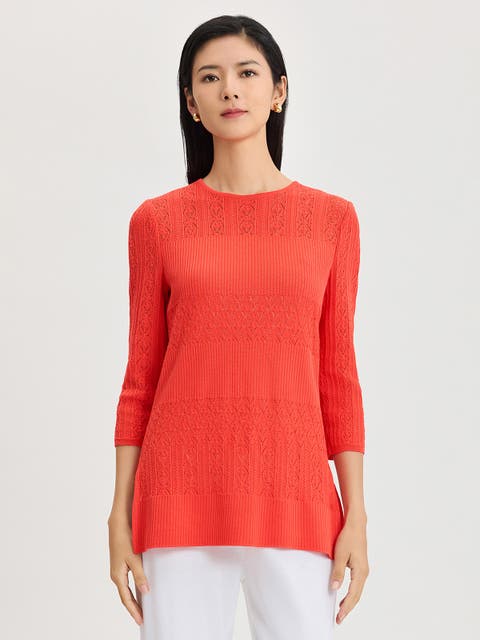 Classic Lined Pointelle Soft Knit Tunic