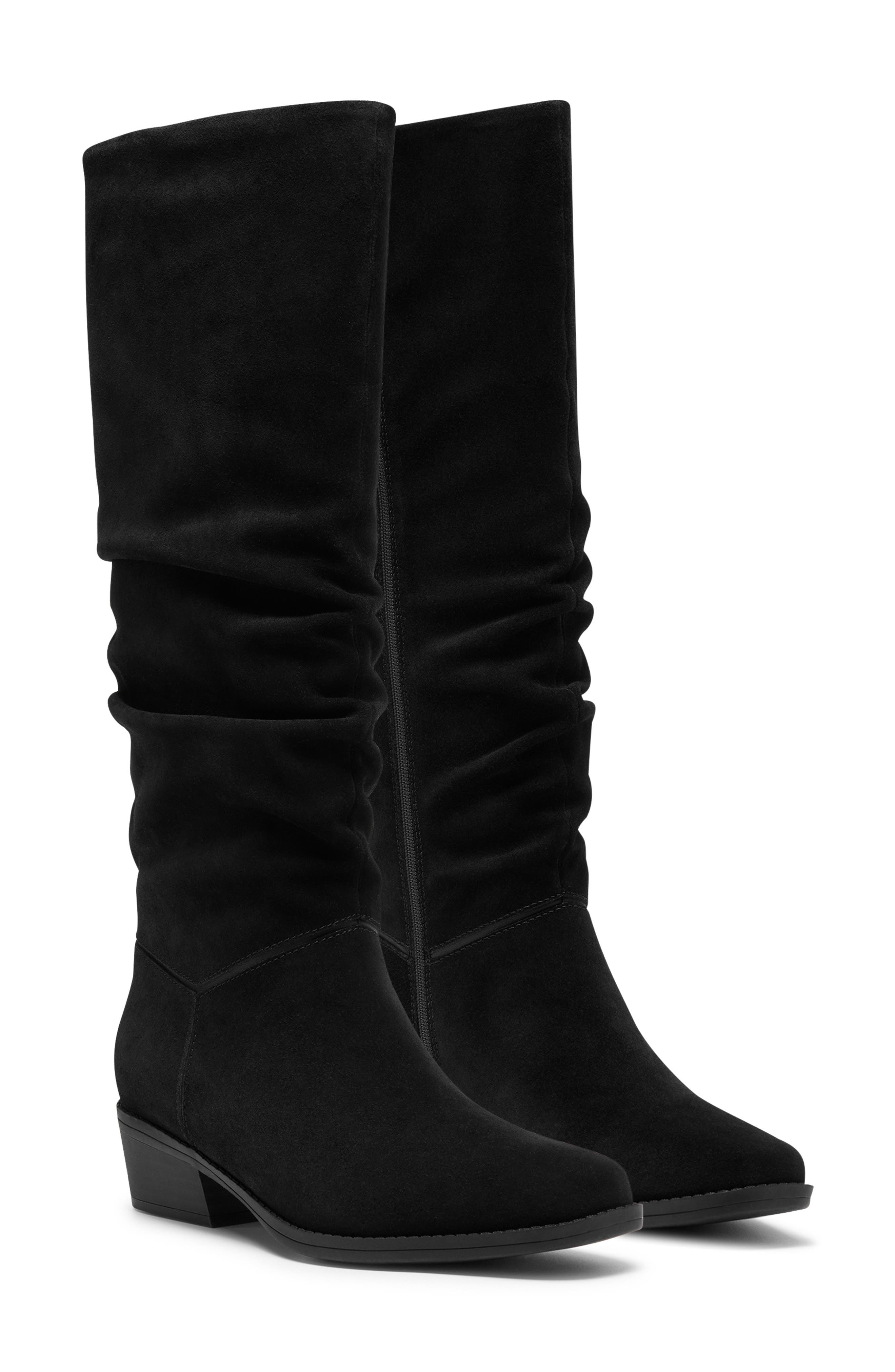 Danyelle Rose Knee High Leather Boot, Main, color, BLACK SUEDE