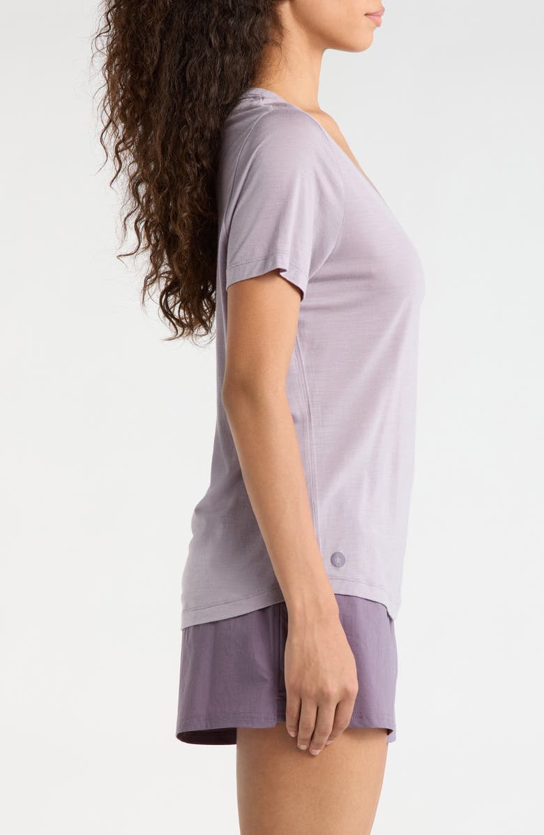 Smartwool Ultralite V-Neck Short Sleeve Merino Wool Blend T-Shirt, Alternate, color, Purple Storm