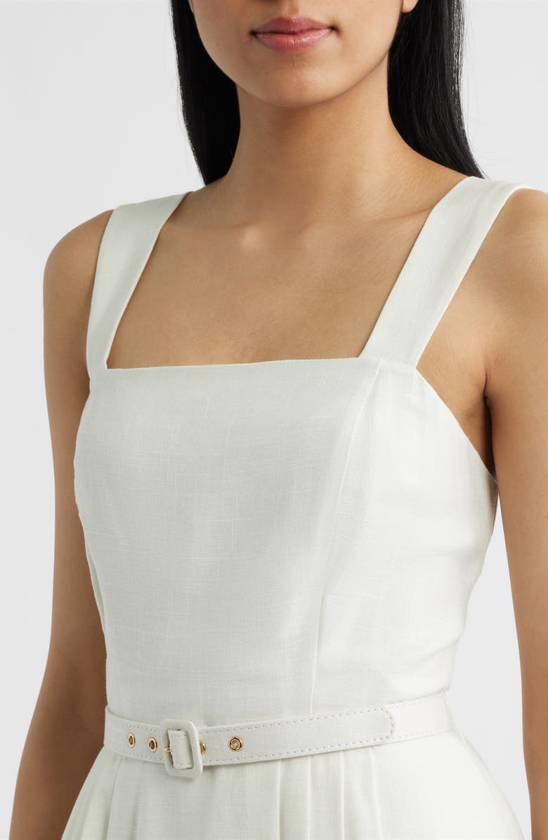 Tahari ASL Belted Border Print Sleeveless Midi Dress, Alternate, color, 