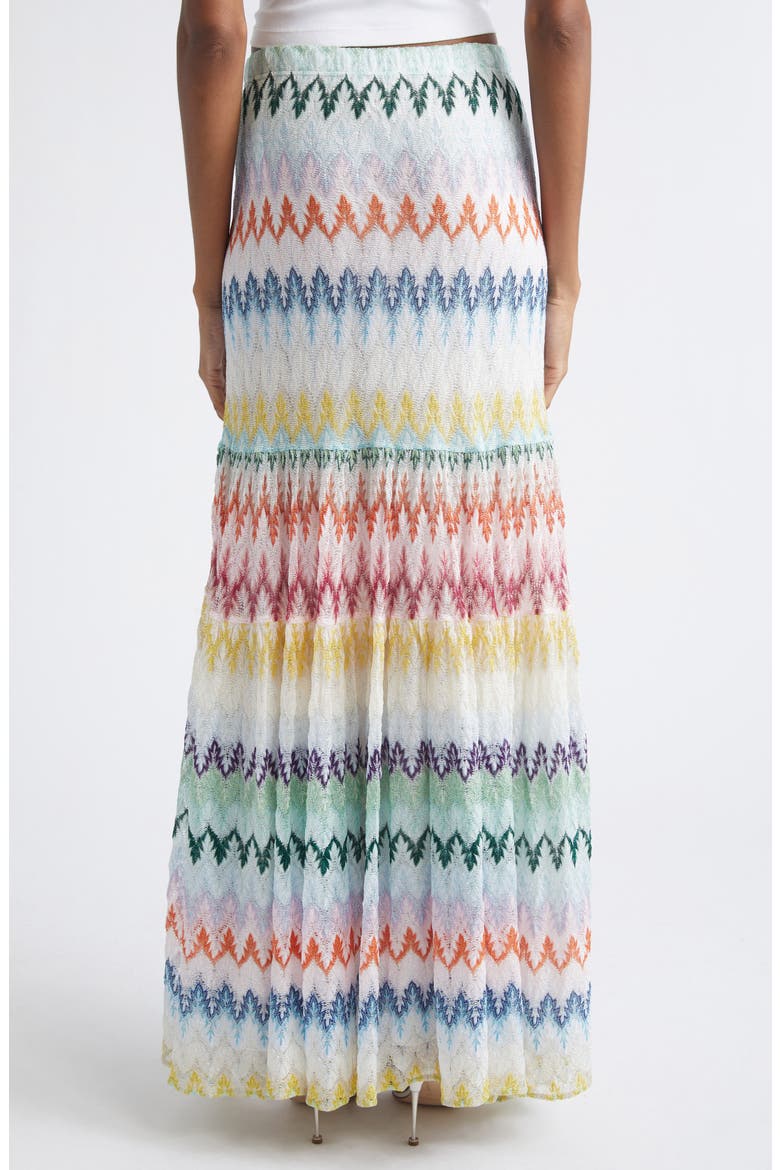 Tiered Raschel Metallic Zigzag Maxi Skirt, Alternate, color, MULTICOLOR ON WHITE BASE