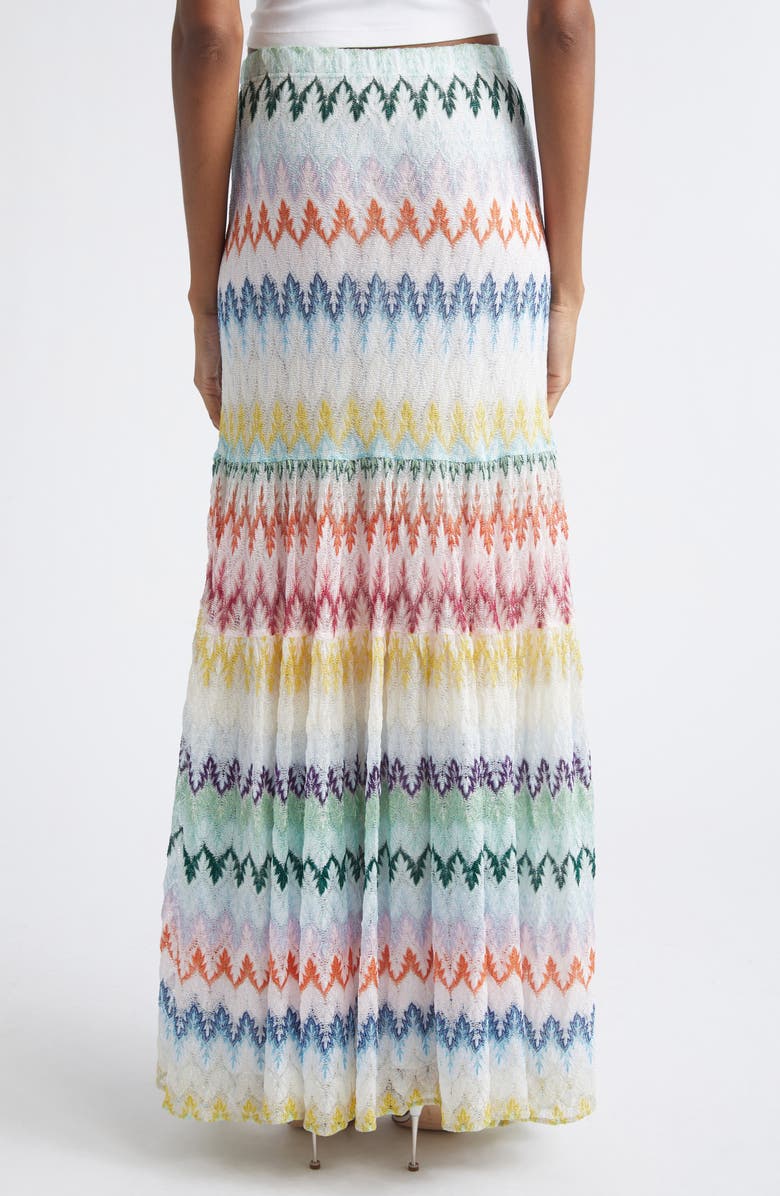Missoni Tiered Raschel Metallic Zigzag Maxi Skirt, Alternate, color, Multicolor On White Base