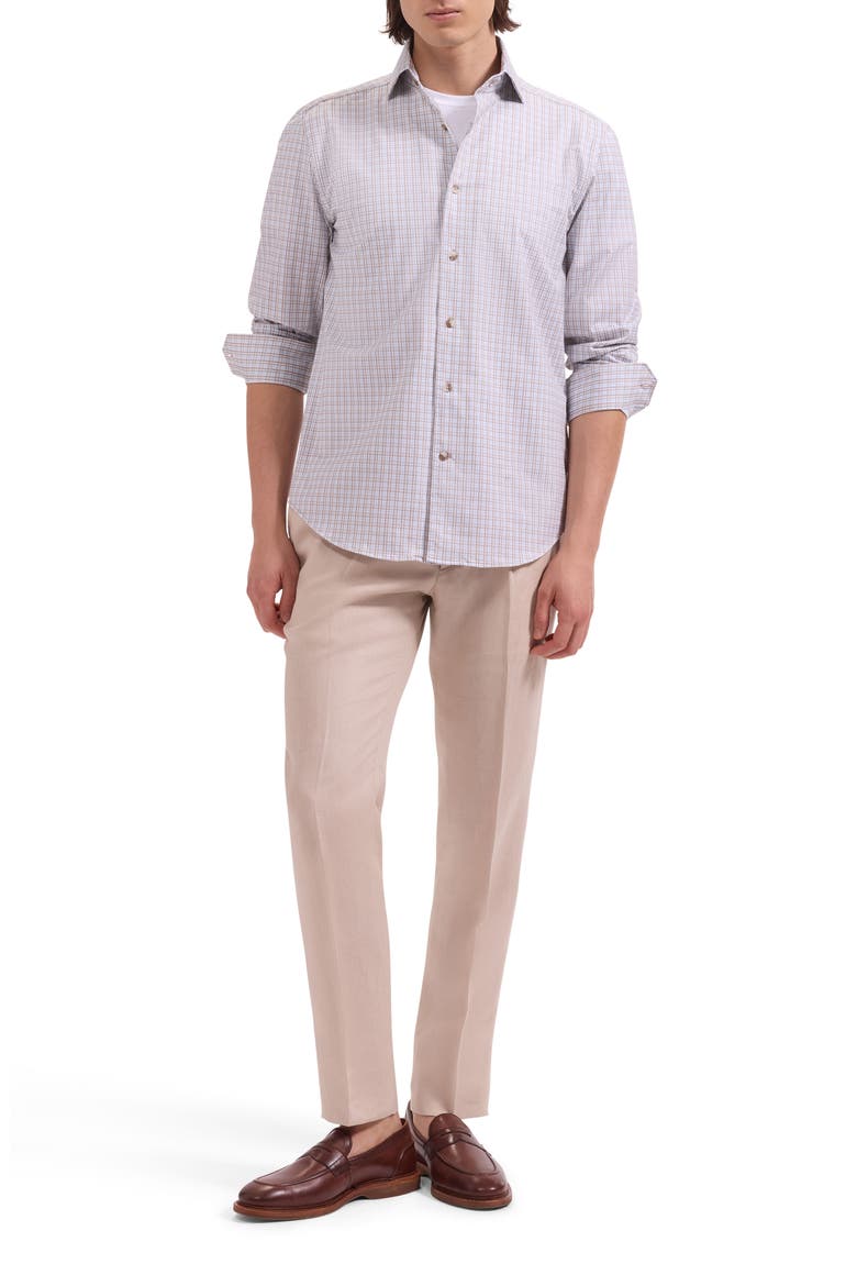 Devon OoohCotton® Shadow Plaid Button-Up Shirt, Alternate, color, SAND